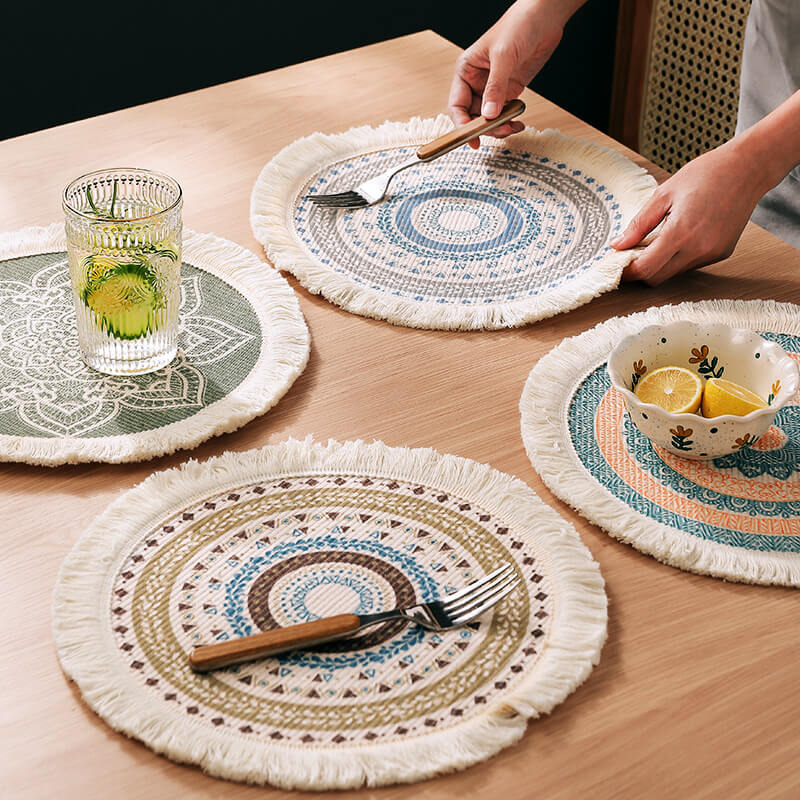Lighteme Boho-Tischsets mit Quaste