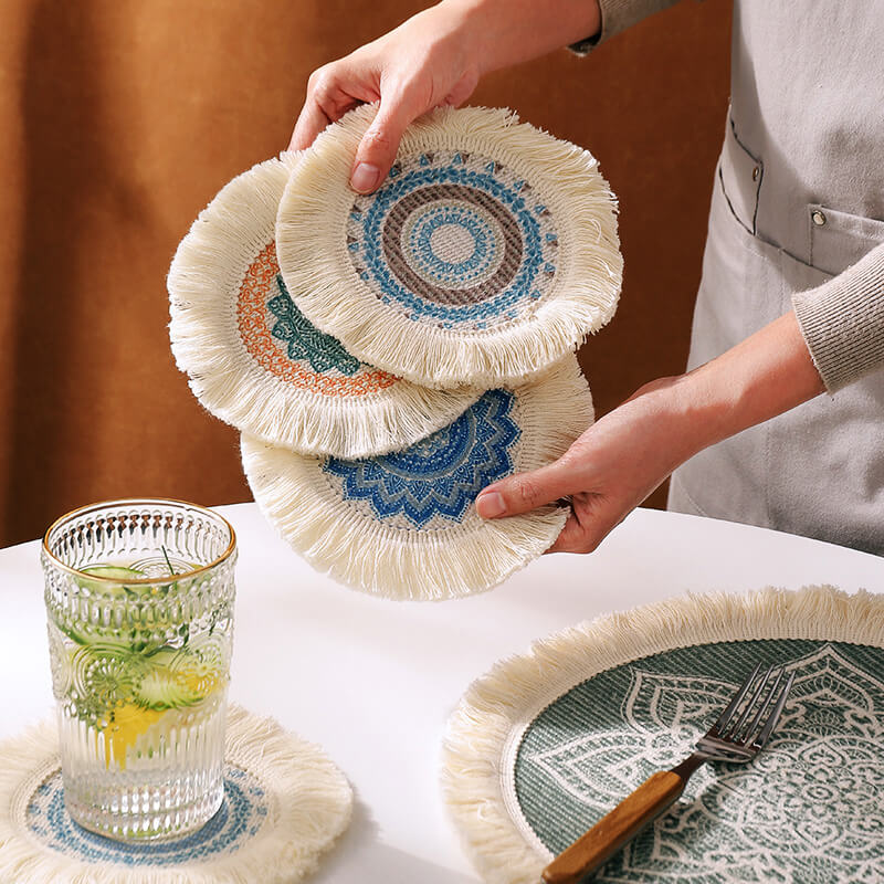 Lighteme Boho-Tischsets mit Quaste