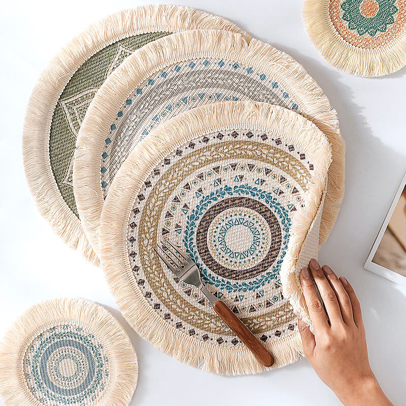 Lighteme Boho-Tischsets mit Quaste