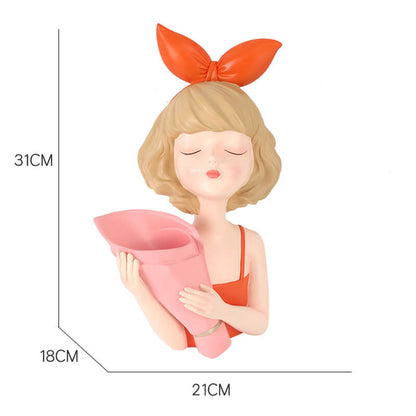 Lighteme Bow Girl Bouquet Resin Decoration