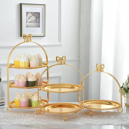 Présentoir à desserts perlé avec nœud papillon Lighteme