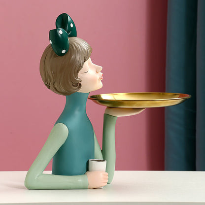 Décoration de rangement en résine Lighteme Bowknot Coffee Girl 