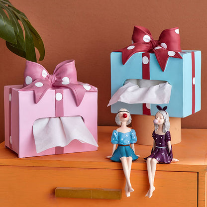 Boîte de rangement pour mouchoirs Lighteme Bowknot à pois
