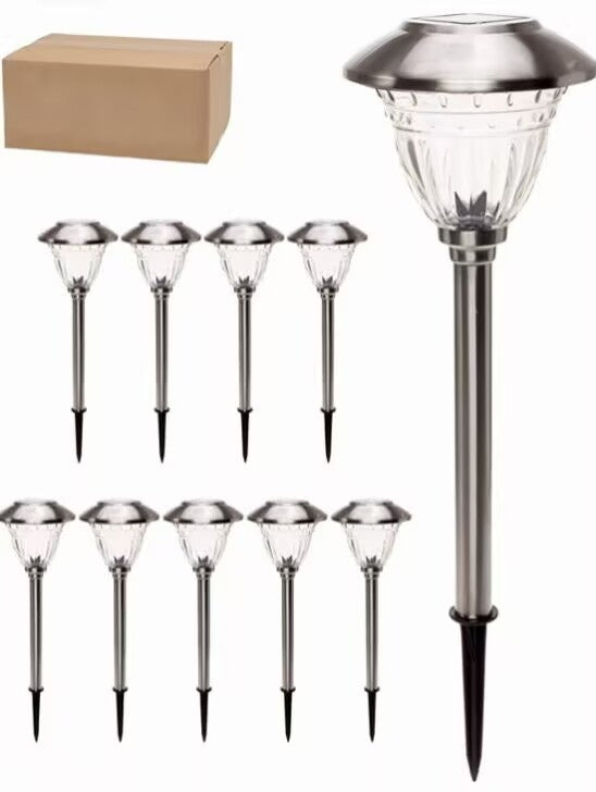 Lighteme 10er-Pack Solar-LED-Wegeleuchten für den Außenbereich, Edelstahl 