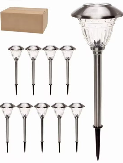Lighteme 10er-Pack Solar-LED-Wegeleuchten für den Außenbereich, Edelstahl 