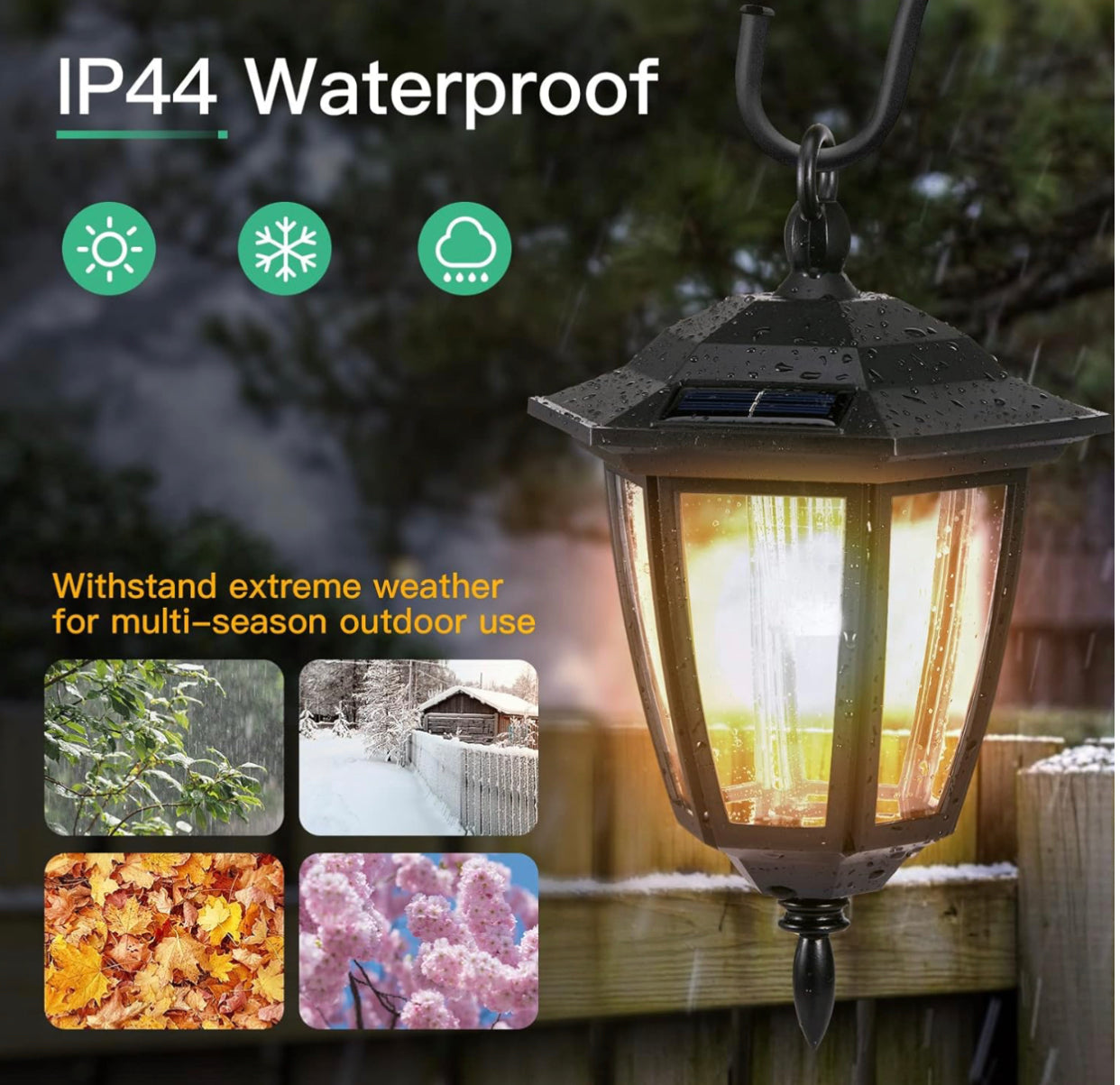 Lighteme Solar-Hängeleuchten, doppelt verwendbar, Hirtenhaken-Leuchten für den Außenbereich, 4er-Pack 