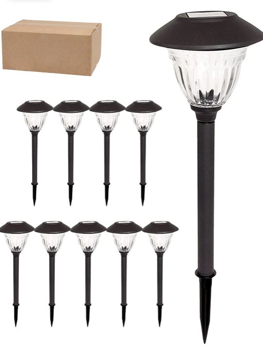 Lighteme 10er-Pack Solar-LED-Wegeleuchten für den Außenbereich, Edelstahl 