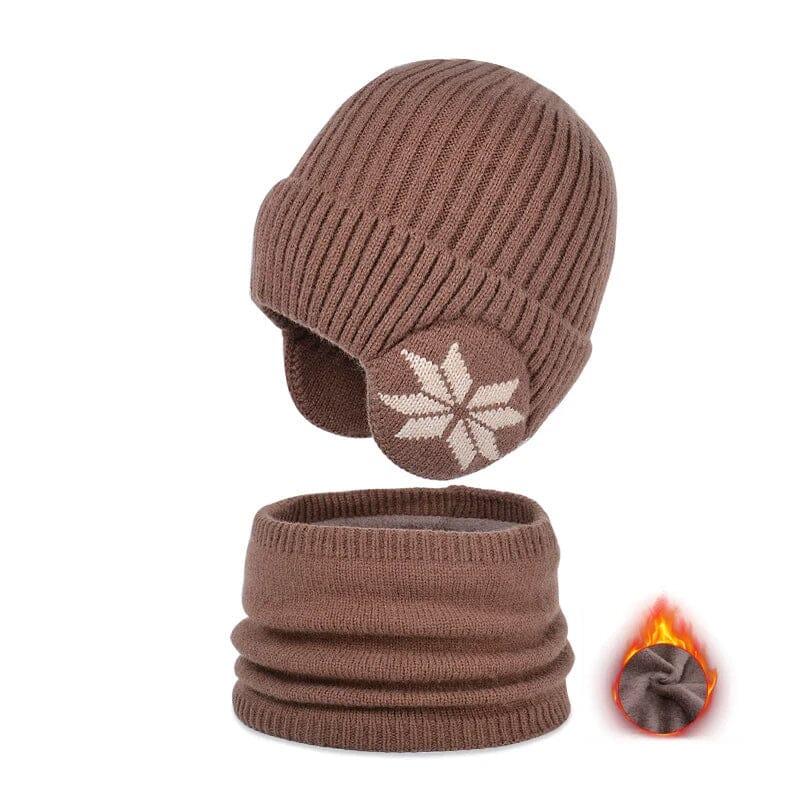 Bonnet chauffant Lighteme pour l'hiver, bonnet, écharpe, ensemble bonnet en tricot chaud