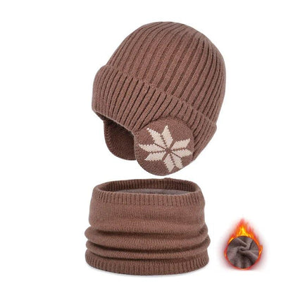 Bonnet chauffant Lighteme pour l'hiver, bonnet, écharpe, ensemble bonnet en tricot chaud