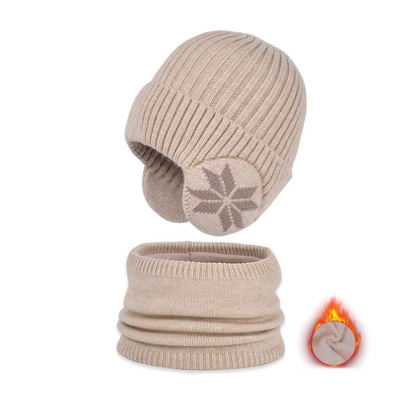 Bonnet chauffant Lighteme pour l'hiver, bonnet, écharpe, ensemble bonnet en tricot chaud