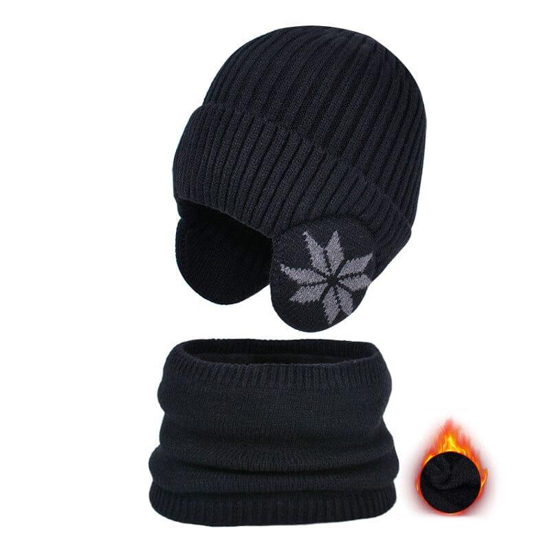 Bonnet chauffant Lighteme pour l'hiver, bonnet, écharpe, ensemble bonnet en tricot chaud