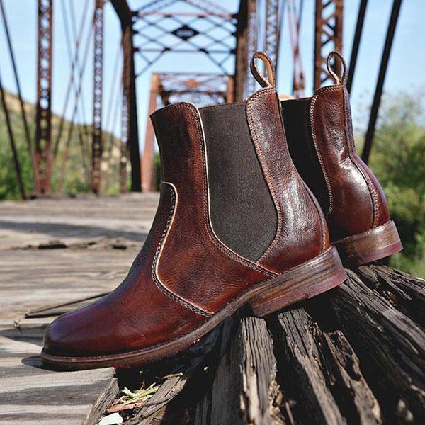 Ihrtrade Chloebuy Vintage Low Heel Pull-on Ankle Boots