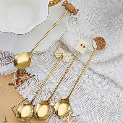 Lighteme Cartoon Snack Stainless Steel Dessert Spoon 4Pcs Set