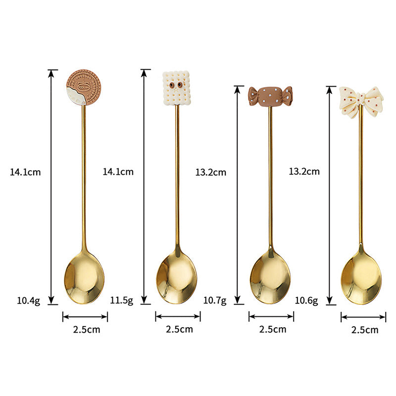 Lighteme Cartoon Snack Stainless Steel Dessert Spoon 4Pcs Set