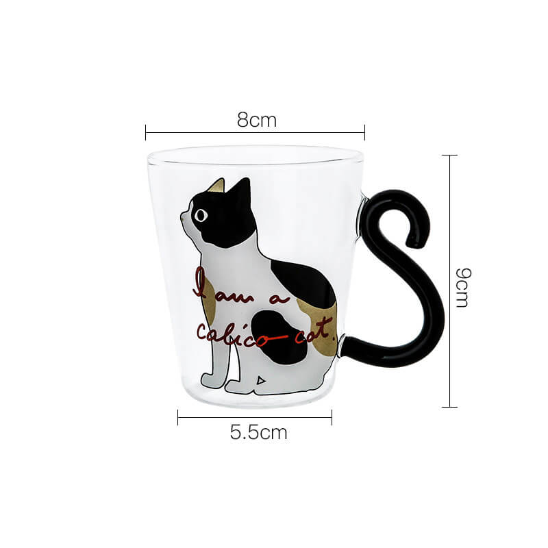 Tasse en verre Lighteme avec anse en forme de queue de chat
