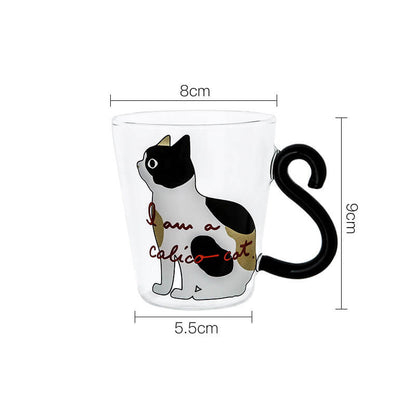 Tasse en verre Lighteme avec anse en forme de queue de chat
