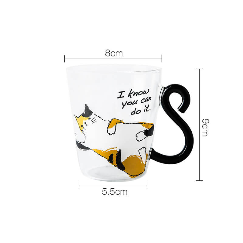 Tasse en verre Lighteme avec anse en forme de queue de chat