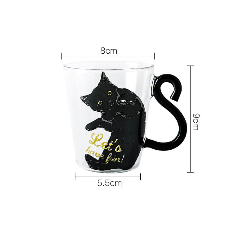 Tasse en verre Lighteme avec anse en forme de queue de chat