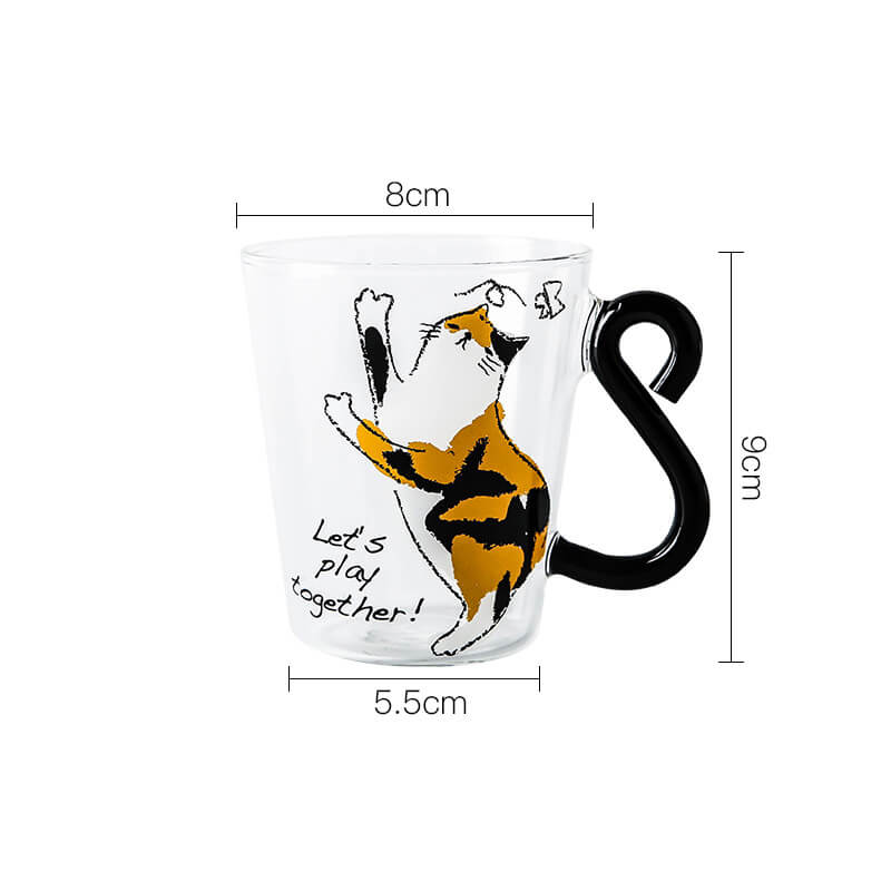 Tasse en verre Lighteme avec anse en forme de queue de chat