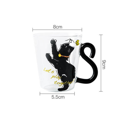 Tasse en verre Lighteme avec anse en forme de queue de chat