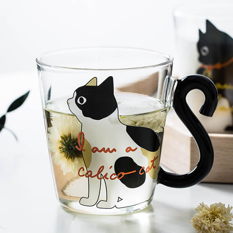Tasse en verre Lighteme avec anse en forme de queue de chat
