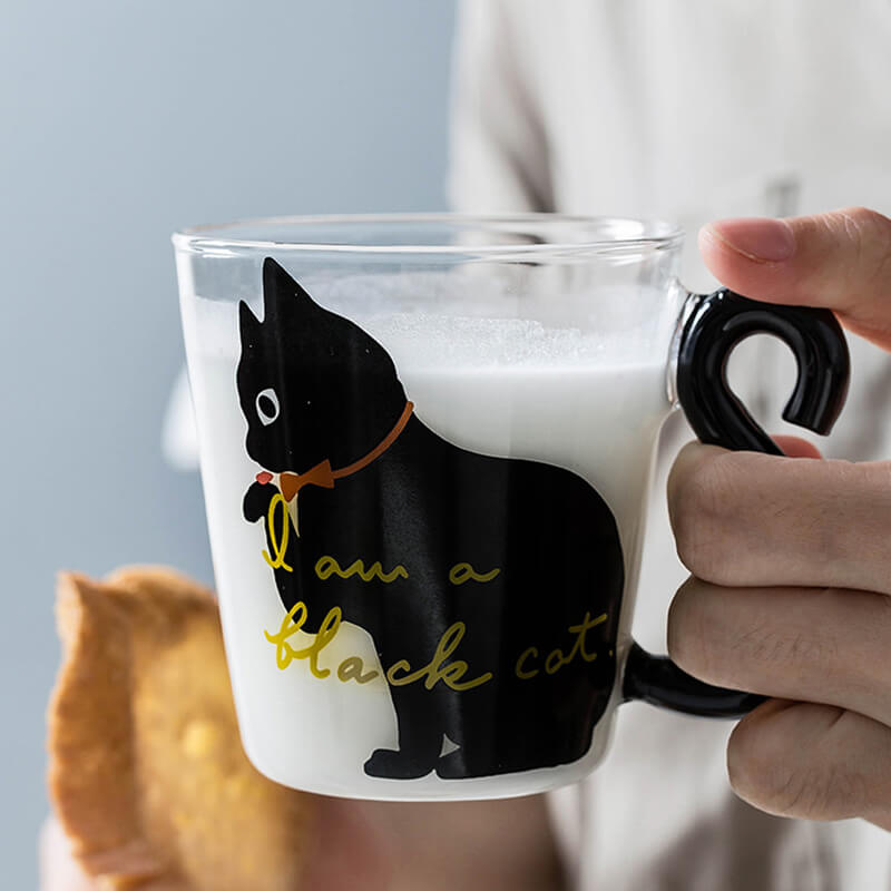 Tasse en verre Lighteme avec anse en forme de queue de chat