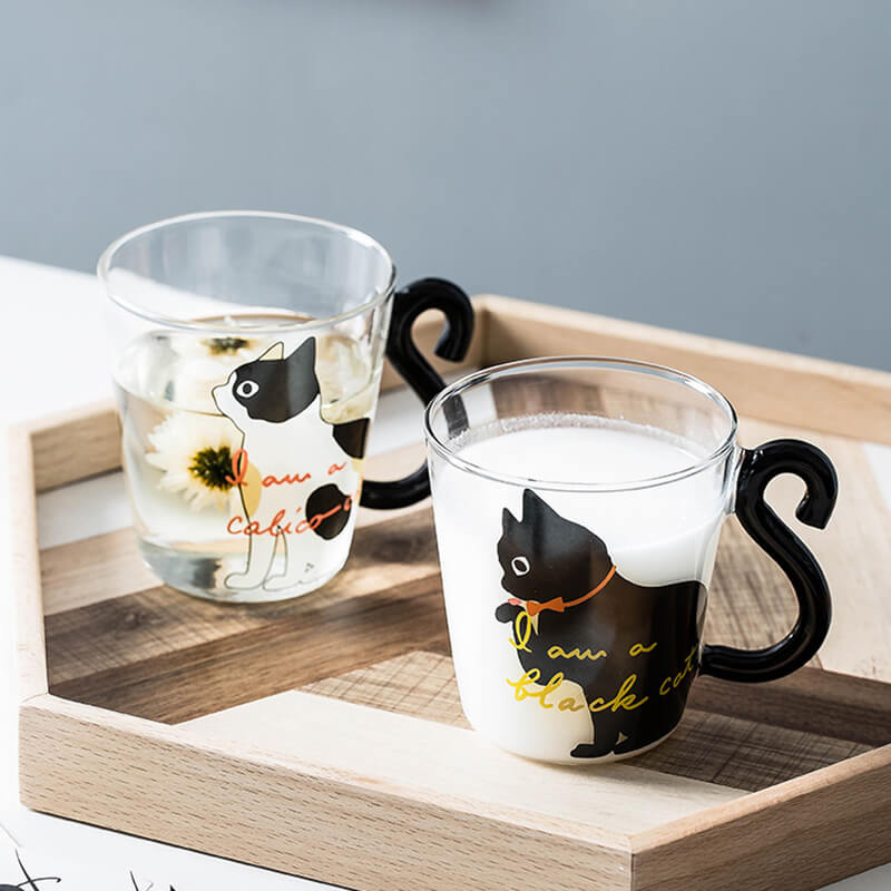 Tasse en verre Lighteme avec anse en forme de queue de chat