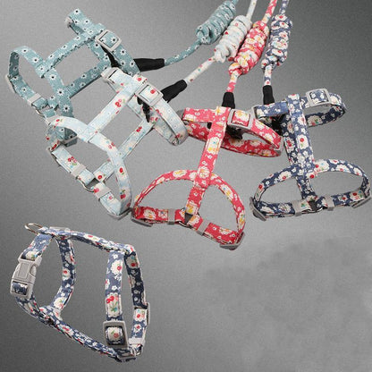Lighteme Cat Chest Back Floral Traction Belt (4 colors & 2 sizes)