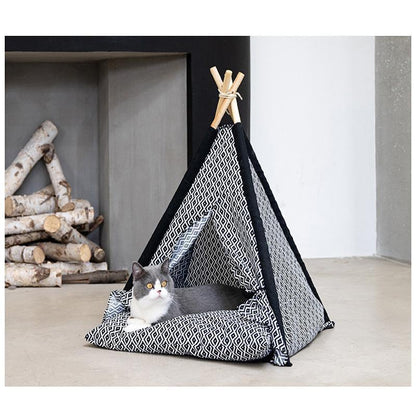 Lighteme Katzenzelt mit Holzhalterung (Tipi)