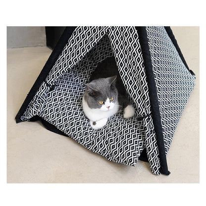 Lighteme Katzenzelt mit Holzhalterung (Tipi)