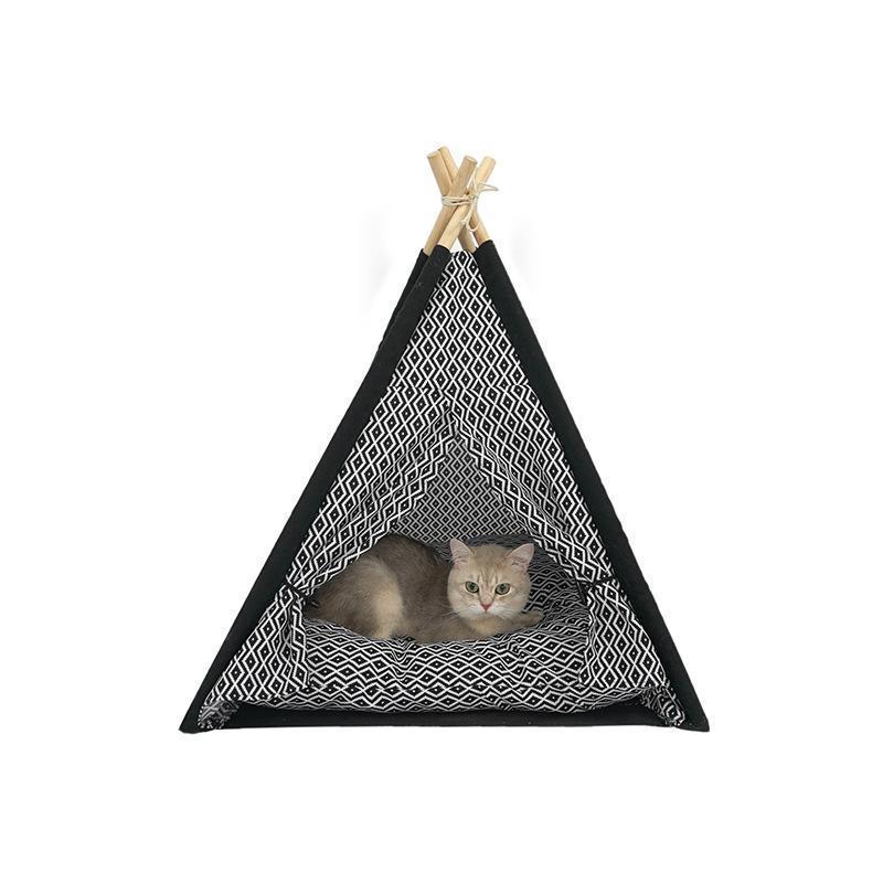 Lighteme Katzenzelt mit Holzhalterung (Tipi)