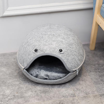 Lit en feutre pour chien/chat Lighteme en forme de poisson-chat (2 couleurs)