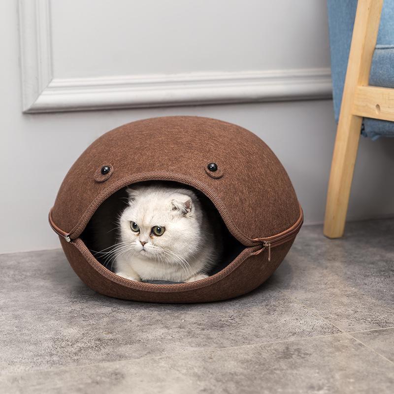 Lit en feutre pour chien/chat Lighteme en forme de poisson-chat (2 couleurs)