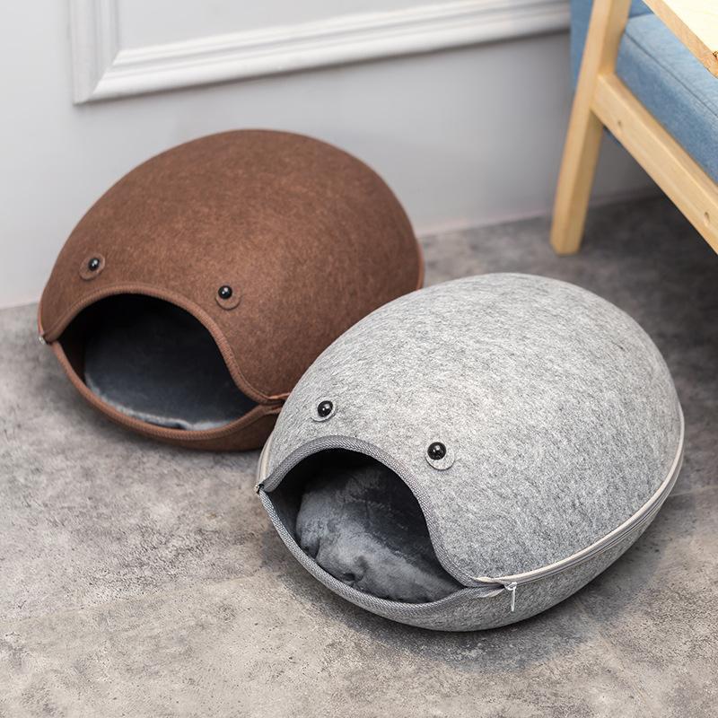 Lit en feutre pour chien/chat Lighteme en forme de poisson-chat (2 couleurs)