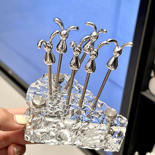 Lighteme Käseförmige Dessertgabel und -löffel aus Glas