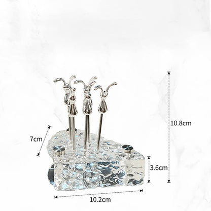 Lighteme Cheese Shaped Glass Dessert Fork & Spoon Storage
