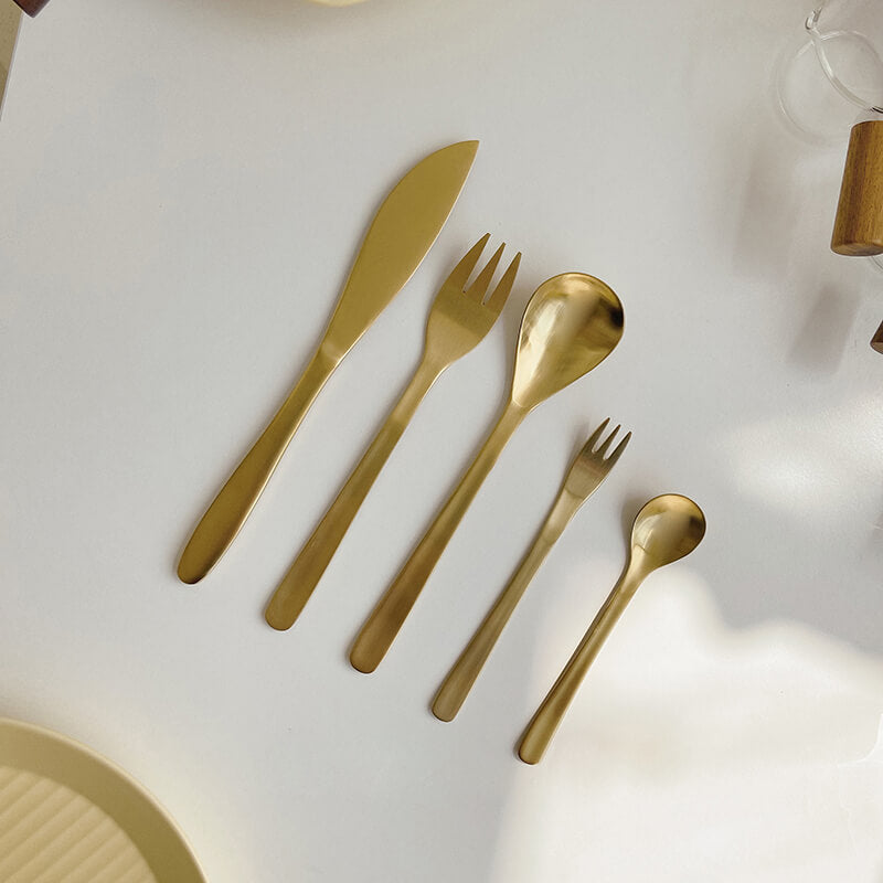 Lighteme Klassisches, schlichtes 5-teiliges Edelstahl-Besteckset
