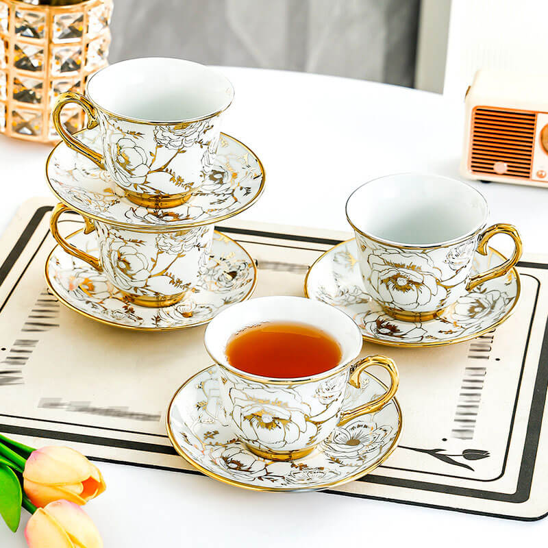 Lighteme Kaffeetassen-Set mit Goldrand