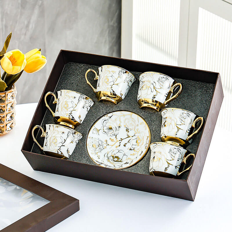 Lighteme Kaffeetassen-Set mit Goldrand