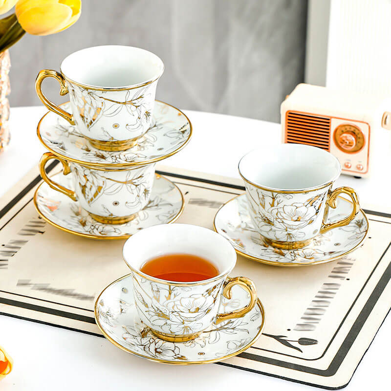 Lighteme Kaffeetassen-Set mit Goldrand