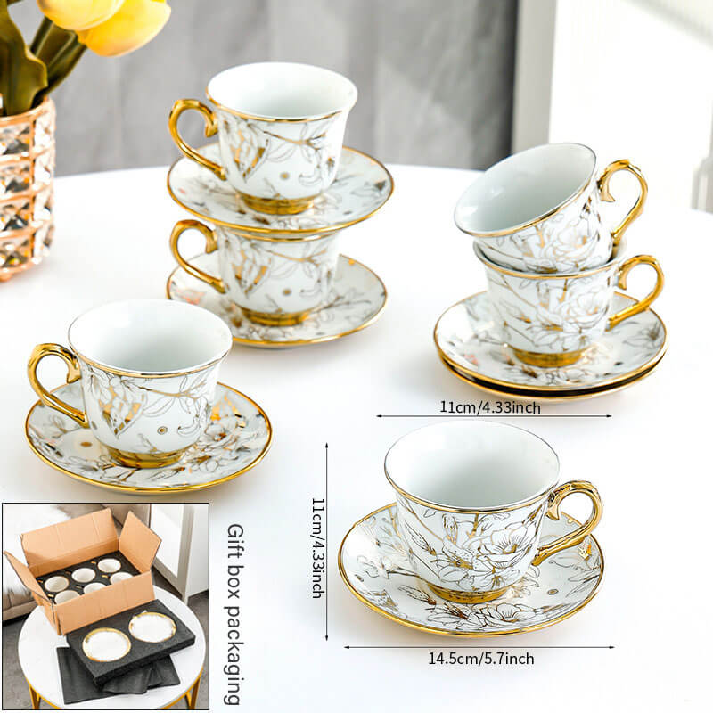 Lighteme Kaffeetassen-Set mit Goldrand