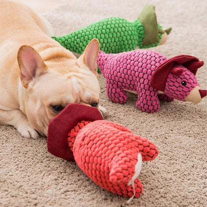 Lighteme Corduroy Triceratops Hunde-Kauspielzeug
