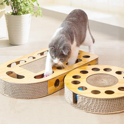 Griffoir pour chat Lighteme en carton ondulé avec balle (4 modèles)