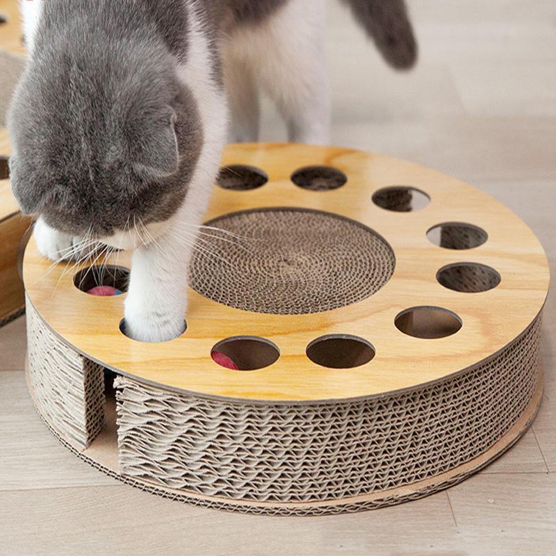 Griffoir pour chat Lighteme en carton ondulé avec balle (4 modèles)