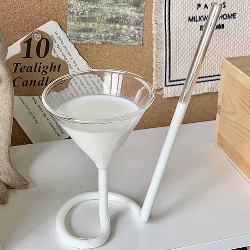 Lighteme Creative Spiral Straw Glass Cup
