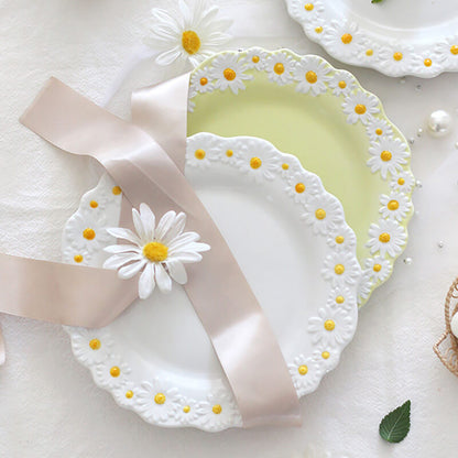 Lighteme Daisy Embossed Ceramic Dinner Plate