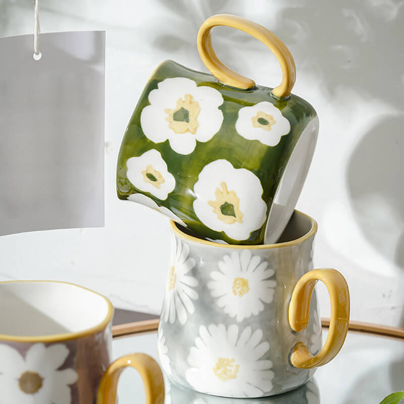 Lighteme Daisy Print Ceramic Mug