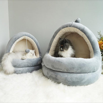 Maison chaude lavable Lighteme Deluxe pour chat (2 couleurs et 2 tailles)