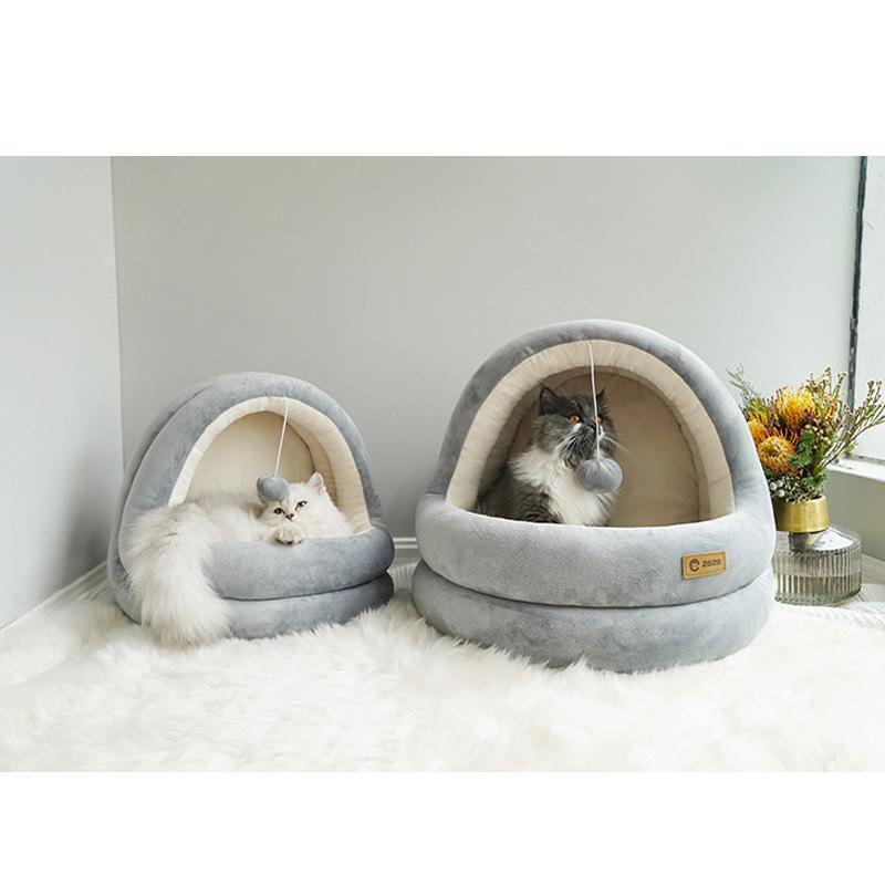 Maison chaude lavable Lighteme Deluxe pour chat (2 couleurs et 2 tailles)