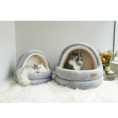 Maison chaude lavable Lighteme Deluxe pour chat (2 couleurs et 2 tailles)